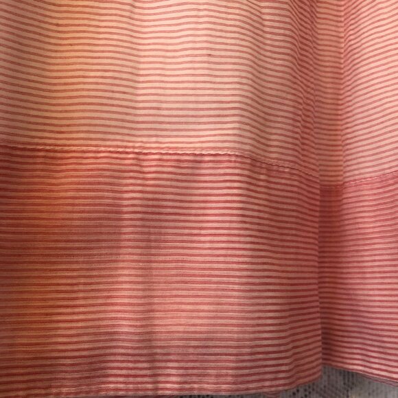 Talbots Red white Peppermint Striped Silk Blend Sheer Pleated Skirt Small 4 Cute - Picture 3 of 8